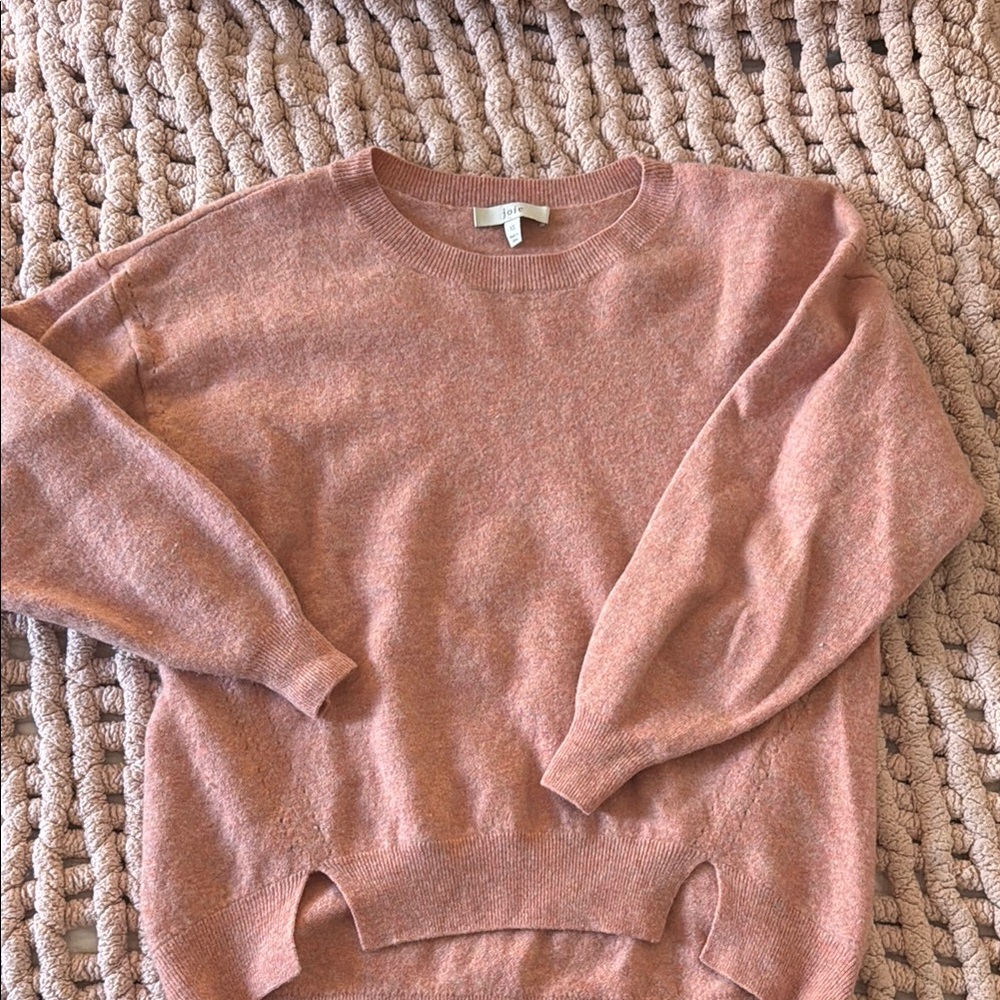 Joie Pink Crewneck Sweater Plush Knit Relaxed Fit